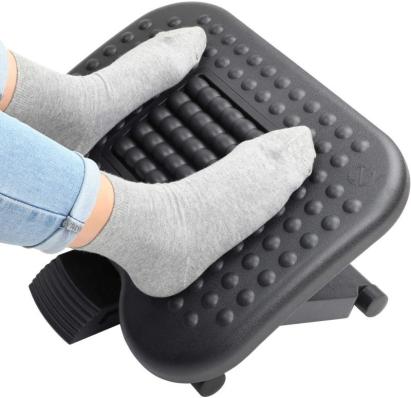 Suport ergonomic pentru picioare, inaltime ajustabila 3 pozitii, role masaj, anti-derapant MultiMark GlobalProd