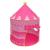 Cort de joaca tip castel, imprimeu buline si coronite, 105x135 cm, husa depozitare, roz MultiMark GlobalProd