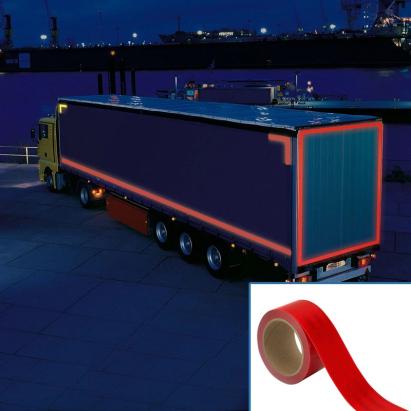 Banda reflectorizanta autoadeziva, pentru suprafete flexibile, lungime 1 m, culoare rosie MultiMark GlobalProd