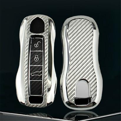 Husa Cheie Porsche Smartkey TPU+PC GRI CARBON AutoProtect KeyCars