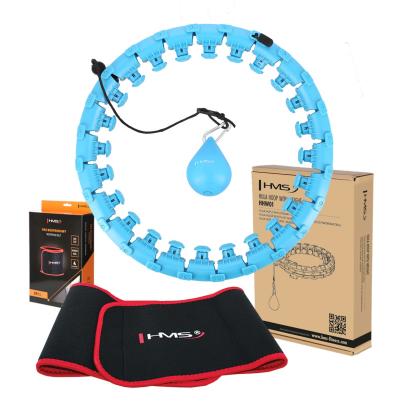 Set Cerc Hula Hoop cu Greutate HMS HHW01 Albastru si Centura Talie BR163 FitLine Training