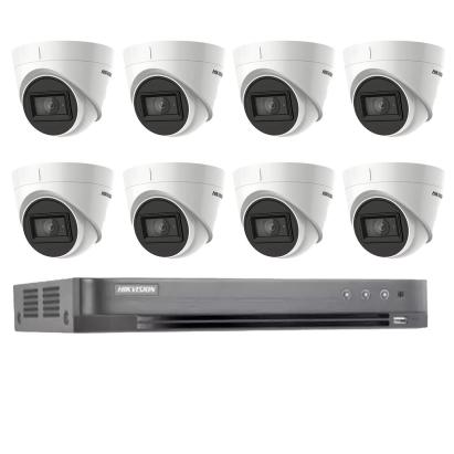 Sistem supraveghere video Hikvision 8 camere 4 in 1 8MP IR 60m, DVR 8 canale 4K SafetyGuard Surveillance