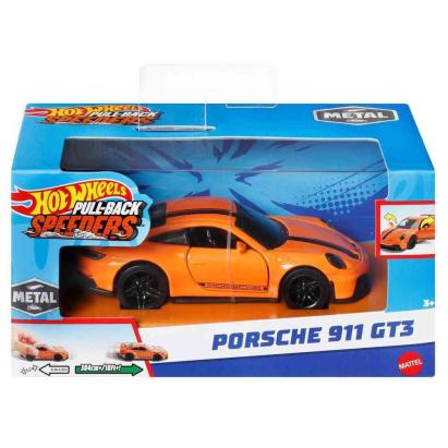 HOT WHEELS MASINUTA METALICA CU SISTEM PULL BACK PORSCHE 911 GT3 SCARA 1:43 SuperHeroes ToysZone