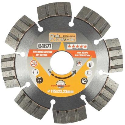 Disc diamantat segmentat, beton, caramida, taiere uscata, 115 mm/22.23 mm, Richmann Exclusive GartenVIP DiyLine