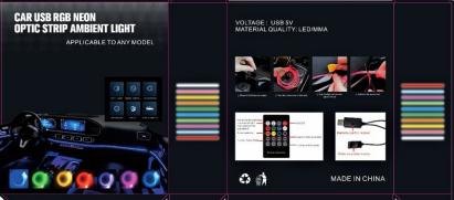 Fir neon cu LED RGB  cu mufa USB  Lungime:2 m cu buton   Cod:FIR-RGB1-2P Automotive TrustedCars