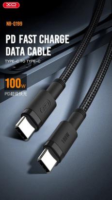 Cablu pentru incarcare 100W Quick Charge si transfer date Type-C la Type-C  1,5 metri  COD: XO-Q199 Automotive TrustedCars
