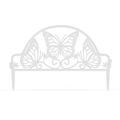 Bordura Gardulet Decorativ Plastic pentru Gazon sau Flori, Dimensiuni 50x31cm, Model Fluturi, Alb