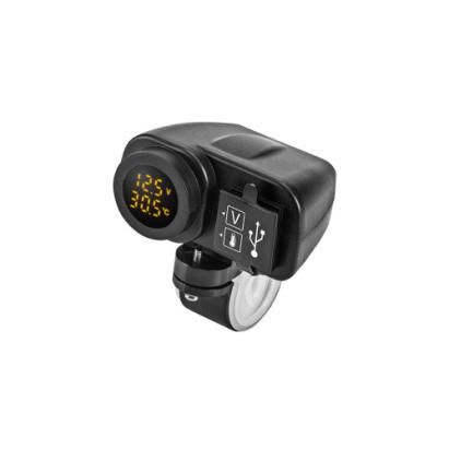 Voltmetru moto 12V cu termometru si mufa USB Cod: MC036 Automotive TrustedCars