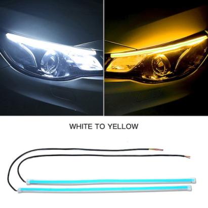 Set banda DRL LED 45 cm cu functie de semnalizare flow lumina alba + semnalizare galbena 12V Cod: SPT451504WAF12 Automotive TrustedCars