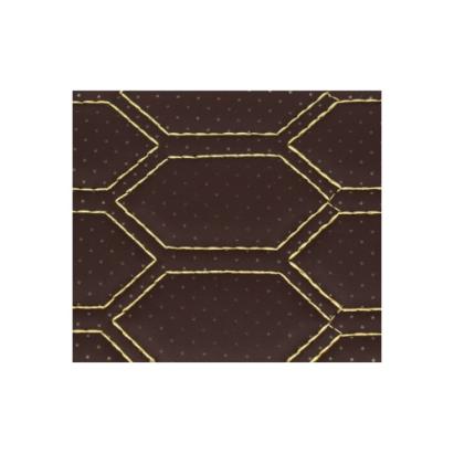 Material imitatie piele tapiterie hexagon cu gaurele maro/cusatura bej Cod:Y03MB Automotive TrustedCars