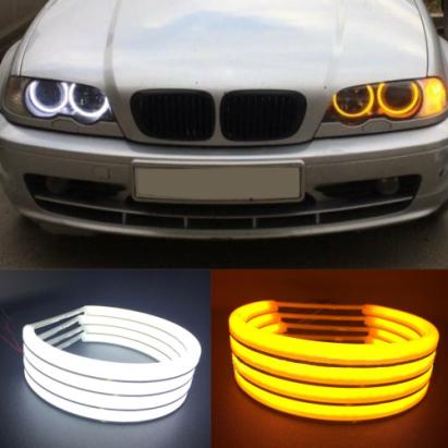 Angel Eyes COTTON compatibil BMW E90 fara lupa. Lumina: alba DRL + semnalizare galbena  COD: H-COT-WY08 Automotive TrustedCars