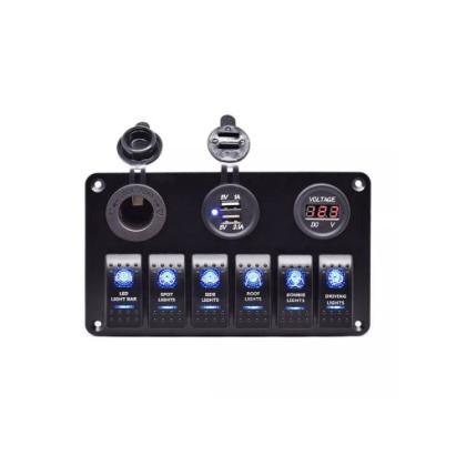 Panou cu voltmetru, USB, priză 12V și 6 întrerupătoare Cod: SP10 Automotive TrustedCars