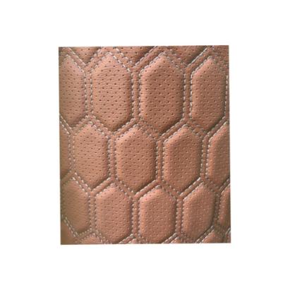 Material imitatie piele tapiterie hexagon cu gaurele maro/cusatura gri Cod: Y03MG Automotive TrustedCars