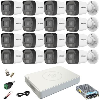 Sistem supraveghere Hikvision 16 camere 2MP Dual Light IR 25m WL 20m DVR 4MP cu accesorii incluse SafetyGuard Surveillance