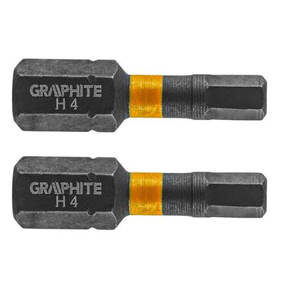 Set biti de impact HEX4X25mm 1/4" 2buc. GRAPHITE 56H507 HardWork ToolsRange