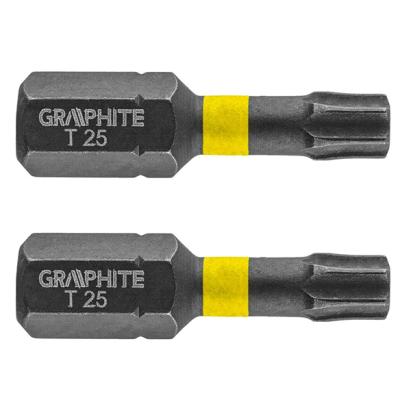 Set biti de impact TX25X25mm 1/4" 2buc. GRAPHITE 56H514 HardWork ToolsRange