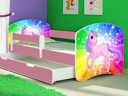 Patut Tineret MyKids Rainbow Unicorn cu Sertar si Saltea 160x80 GreatGoods Plaything