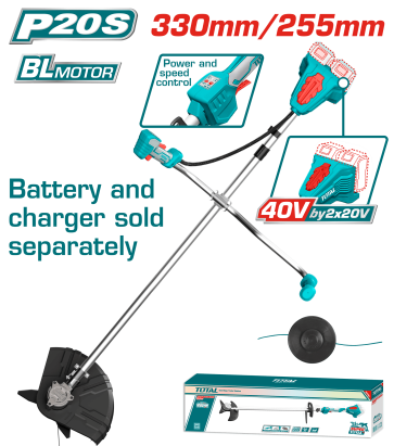 TOTAL - MOTOCOASA SI TRIMMER - LI-ION 40V (NU INCLUDE ACUMULATOR SI INCARCATOR) PowerTool TopQuality