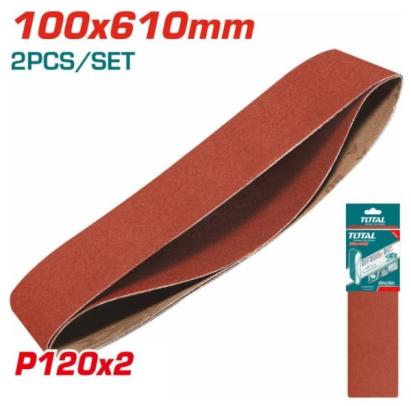 TOTAL - SET 2 BUC HARTIE ABRAZIVA PENTRU SLEFUITOR 100x610mm, P120 PowerTool TopQuality