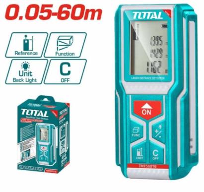 TOTAL - APARAT LASER PENTRU MASURARE DISTANTA, INTERVAL DE MASURE 0.05-60m PowerTool TopQuality