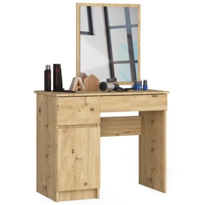 Masa de toaleta/machiaj, 2 sertare stanga, cu oglinda, dulap, stejar artisan, 90x50x77/142 cm GartenVIP DiyLine