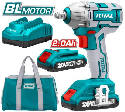 TOTAL - MASINA DE INSURUBAT CU IMPACT CU ACUMULATOR 20V-2.0AH LI-ION (2 ACUMULATORI) - 1/2" PowerTool TopQuality