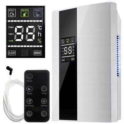 Dezumidificator si Purificator de Aer 2-in-1, Afisaj Temperatura/Umiditate, Randament 650ml/zi, Putere 90W, Anti-Mucegai, Telecomanda, Alb