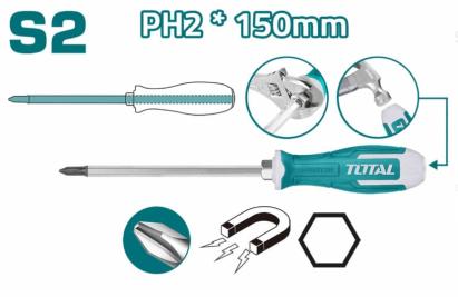 TOTAL - Surubelnita Phillips- PH2 - 6.0mm - 150mm(INDUSTRIAL) PowerTool TopQuality