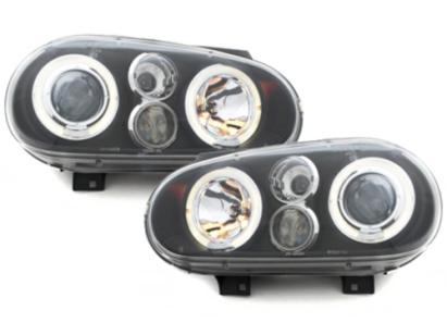 Faruri VW Golf IV 4 (09.1997-09.2003) Angel Eyes Negru Performance AutoTuning