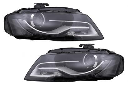 Faruri Xenon Cu Lumini de zi Integrate LED (DRL) Audi A4 B8 8K (09.2007-10.2011) Negre Performance AutoTuning