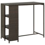 Masă de bar cu raft depozitare, maro, 120x60x110 cm, poliratan GartenMobel Dekor