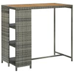 Masă de bar cu raft de depozitare, gri 120x60x110 cm, poliratan GartenMobel Dekor