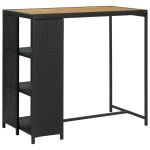 Masă de bar cu raft de depozitare negru 120x60x110 cm poliratan GartenMobel Dekor