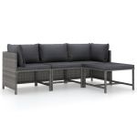 Set mobilier de grădină cu perne, 4 piese, gri, poliratan GartenMobel Dekor
