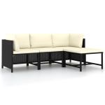 Set mobilier de grădină cu perne, 4 piese, negru, poliratan GartenMobel Dekor