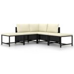 Set mobilier de grădină cu perne, 5 piese, negru, poliratan GartenMobel Dekor