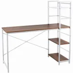 Birou calculator, Jumi, pal melaminat, otel, 3 rafturi, natur si alb, 120x52x120 cm GartenVIP DiyLine