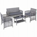 Set mobilier gradina/terasa, gri, 1 masa, 2 scaune, 1 canapea, Jumi GartenVIP DiyLine