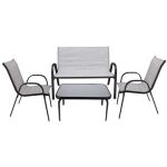 Set mobilier gradina/terasa, gri si negru, 1 masa, 2 scaune, 1 canapea, Fiesta GartenVIP DiyLine