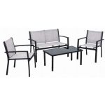 Set mobilier gradina/terasa, gri si negru, 1 masa, 2 scaune, 1 canapea, Jumi GartenVIP DiyLine