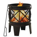 Vatră de foc rustică, cu vătrai, Φ42x54 cm, oțel GartenMobel Dekor