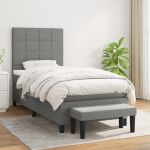 Pat box spring cu saltea, gri închis, 80x200 cm, textil GartenMobel Dekor