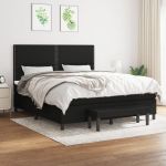 Pat box spring cu saltea, negru, 160x200 cm, textil GartenMobel Dekor