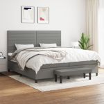 Pat box spring cu saltea, gri închis, 200x200 cm, textil GartenMobel Dekor