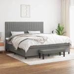 Pat box spring cu saltea, gri închis, 200x200 cm, textil GartenMobel Dekor
