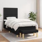 Pat box spring cu saltea, negru, 100x200 cm, textil GartenMobel Dekor