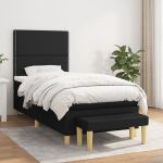 Pat box spring cu saltea, negru, 80x200 cm, textil GartenMobel Dekor