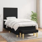 Pat box spring cu saltea, negru, 90x190 cm, textil GartenMobel Dekor