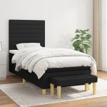 Pat box spring cu saltea, negru, 100x200 cm, textil GartenMobel Dekor