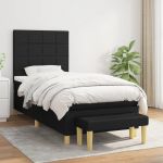 Pat box spring cu saltea, negru, 90x200 cm, textil GartenMobel Dekor